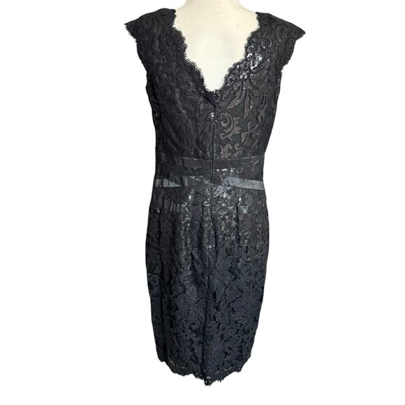 Tadashi Shoji Embellished Metallic Lace Sheath Dress Sz 12 Whimsigoth Witchy - Picture 3 of 9